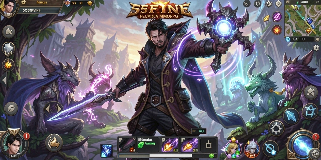 Screenshot gameplay menampilkan pertarungan seru dalam game MMORPG.