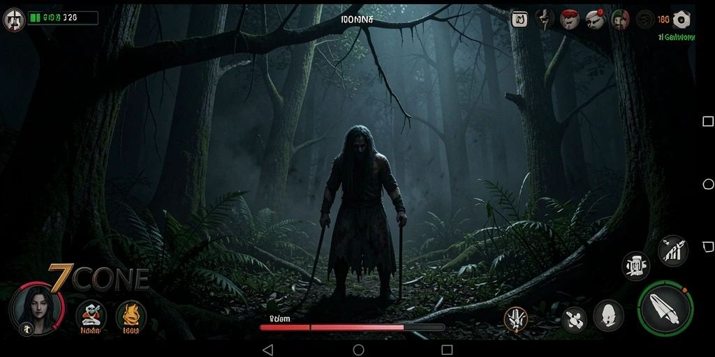 Gameplay menakutkan di hutan yang gelap dan misterius.