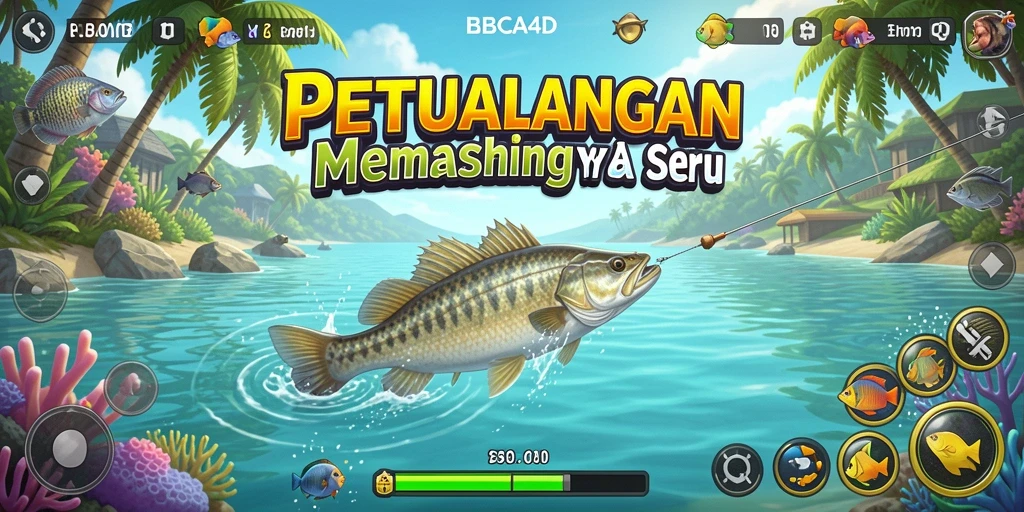 Tampilan gameplay seru dari BBCA4D saat memancing di lokasi eksotis.