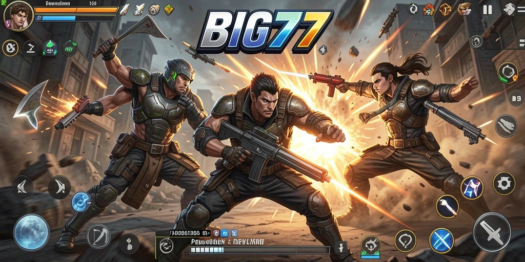Tampilan gameplay mendebarkan dalam BIG77, penuh aksi dan ketegangan.