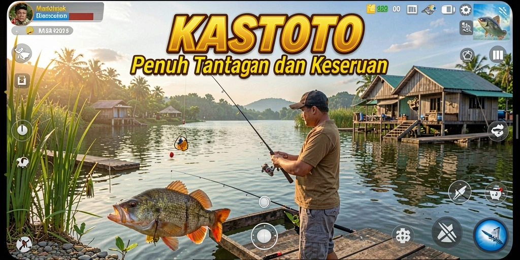 Gameplay KASTOTO yang menarik dan memukau saat memancing.
