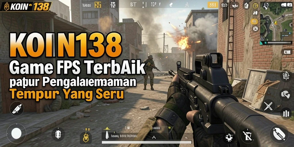 Screenshot gameplay KOIN138 yang menunjukkan aksi tembak-menembak yang intens.