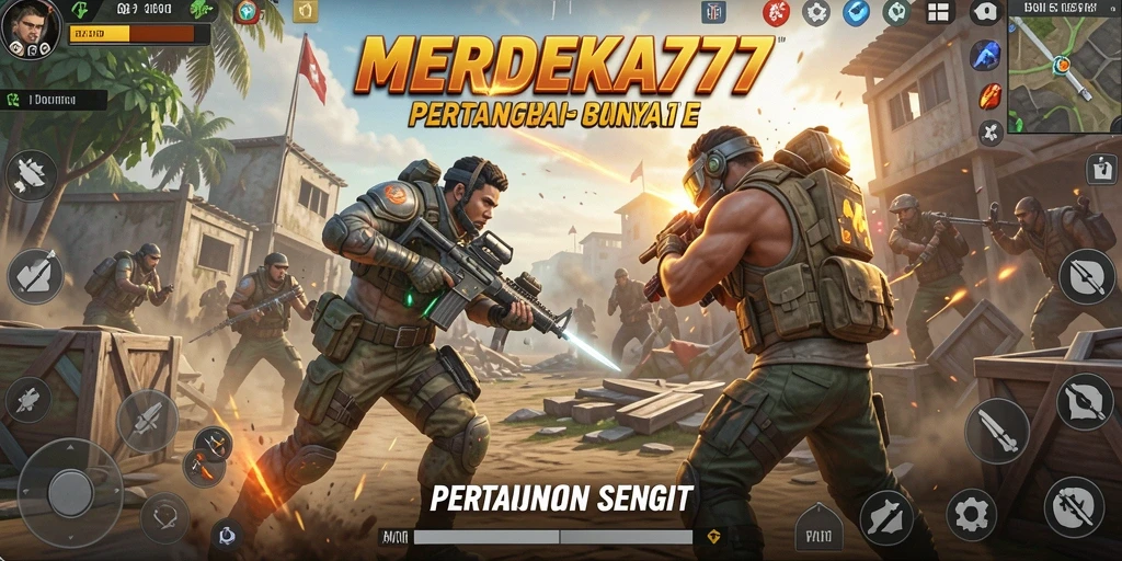 Tampilan aksi seru dalam MERDEKA777 saat bertempur di arena.