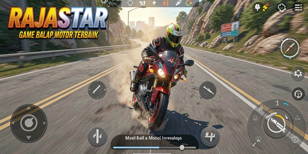 Screenshot gameplay RAJASTAR menampilkan aksi balap motor yang seru dan mendebarkan.