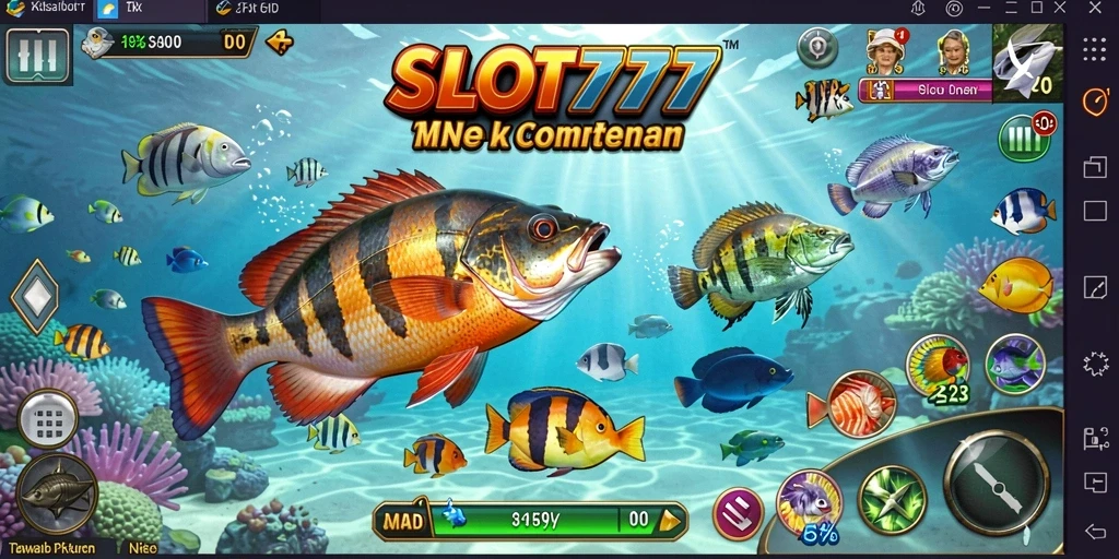 Tangkapan layar menampilkan aksi gameplay menembak ikan di SLOT777.
