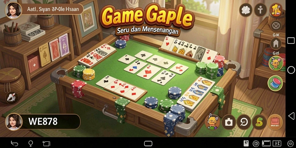 Screenshot gameplay WE878 menunjukkan serunya permainan Gaple.